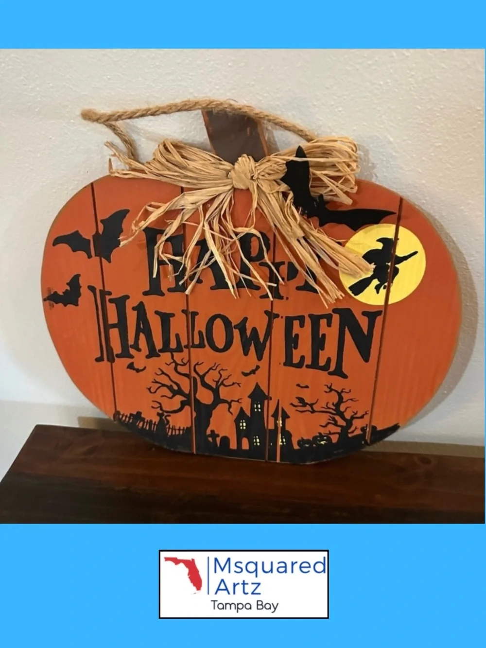 Happy Halloween Trick or Treat Pumpkin Wood Hanging Signs 2 Pack Fall Decor